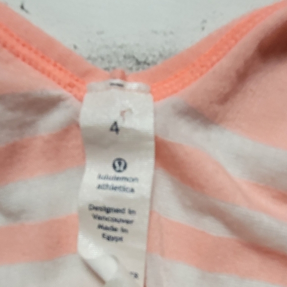 Lululemon Pink Striped Criss Cross Back Tank Top Size 4 Lightweight Racerback - Picture 6 of 7